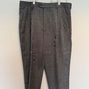 Vintage Tasso Elba 100% Wool Houndstooth Dress Pants Polyester Lining Cuffed